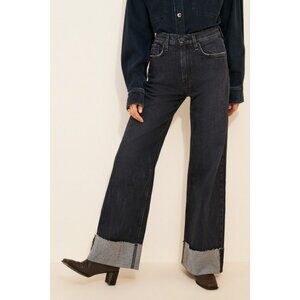 HUDSON Women's Jodie Wide-Leg Cuff Jeans Size 27 In Milano Black
